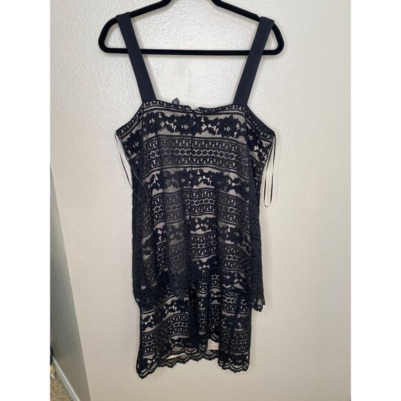 R&M Richards Womans Black Lace Overlay Dress Plus Size 14W‎ Sleeveless polyester - Picture 6 of 8